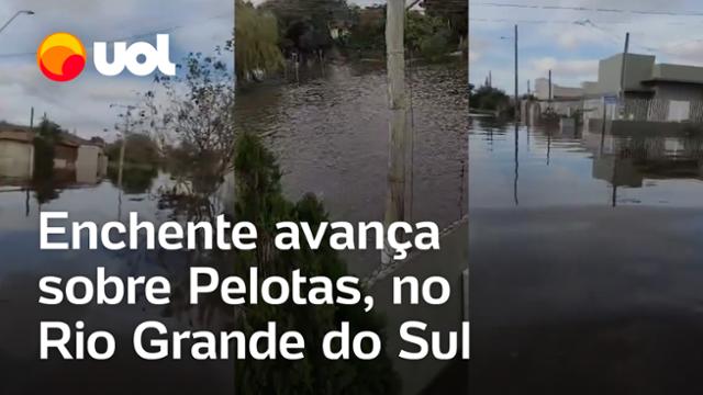 Enchentes avançam sobre Pelotas, no Rio Grande do Sul; moradores gravam vídeos do aumento da água
