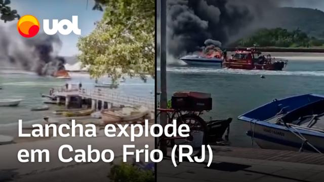 Lancha explode e deixa feridos em Cabo Frio (RJ); vídeo mostra momento