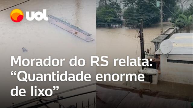 RS: Morador de São Leopoldo mostra aumento da enchente e relata: ?Quantidade enorme de lixo?