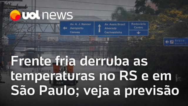 Frente fria derruba as temperaturas no Rio Grande do Sul e em São Paulo; veja a previsão