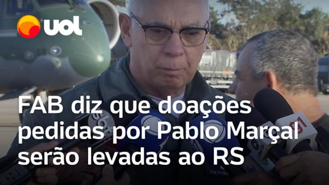 Pablo Marçal pede e comandante da FAB diz que 20 toneladas de doações serão trazidas ao RS