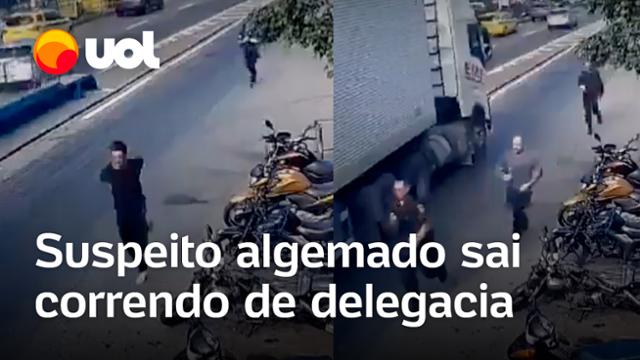 Suspeito algemado sai correndo de delegacia e é perseguido por PMs no Rio