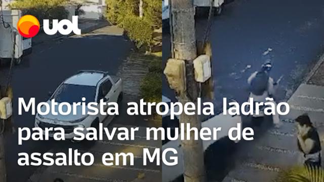 Motorista atropela ladrão para livrar mulher de assalto em Uberlândia, Minas Gerais; veja vídeo