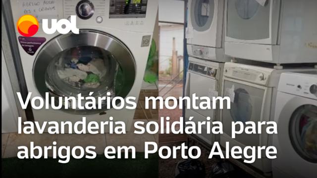 Voluntários no Rio Grande do Sul montam lavanderia solidária para abrigos em Porto Alegre; vídeo