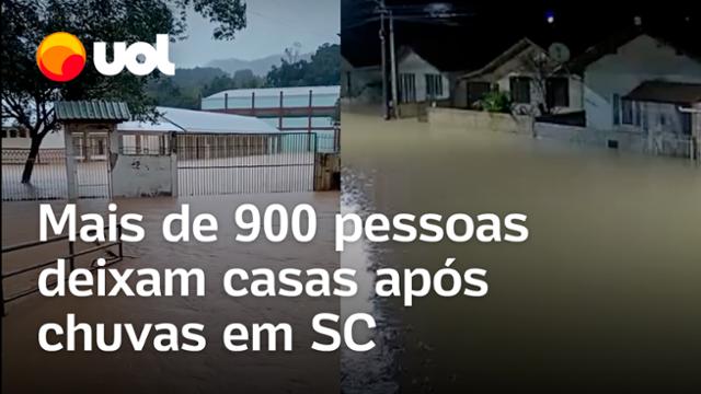 Chuvas em SC: Mais de 900 pessoas ficam desabrigadas no estado; veja vídeos de enchentes