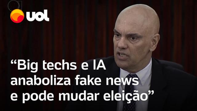 Moraes critica big techs e IA: 'Anaboliza fake news e pode mudar eleição'