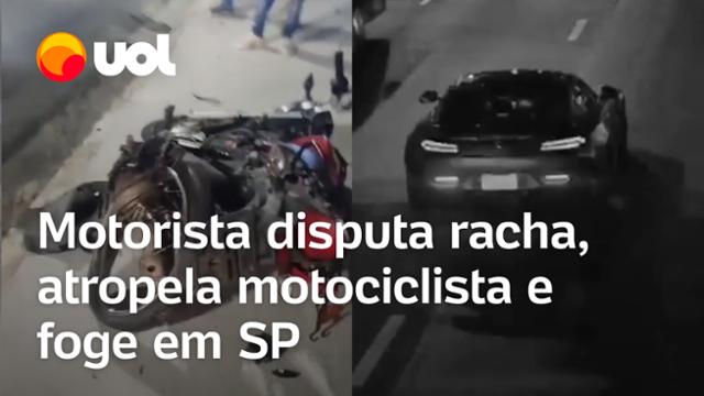 Motorista de carro de luxo disputa racha, atropela motociclista e foge; mulher tem perna amputada