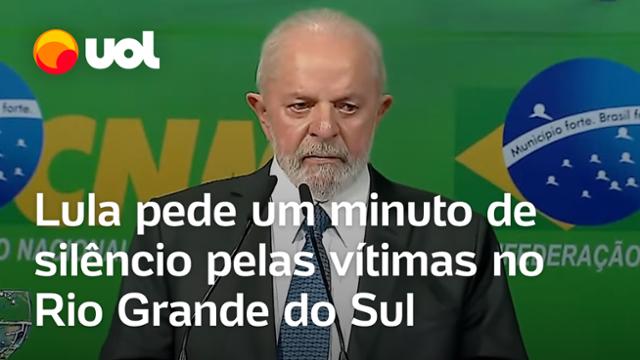 Lula pede um minuto de silêncio para as vítimas das enchentes no Rio Grande do Sul em evento no DF