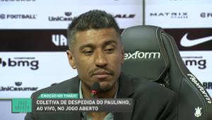 Paulinho se emociona em coletiva de despedida do Corinthians