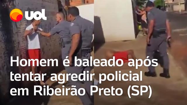 Homem desarmado tenta agredir PM e é baleado na perna em Ribeirão Preto, SP; vídeo flagra momento