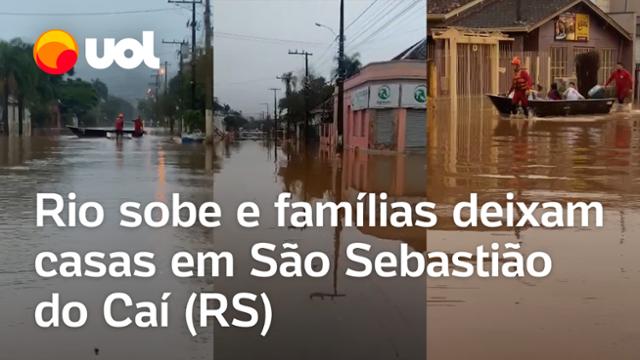 Chuvas no RS fazem águas de rio subir e famílias deixam suas casas em São Sebastião do Caí; vídeo