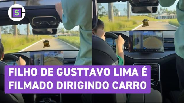 Andressa Suita causa polêmica ao deixar filho de 7 anos dirigir carro