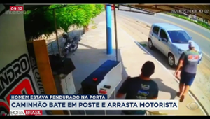 Caminhão bate em poste e arrasta motorista no Ceará