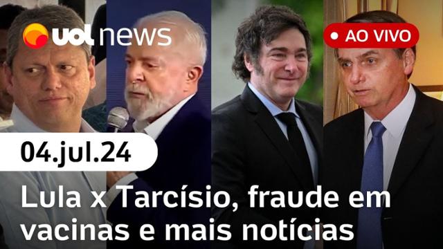 Bolsonaro indiciado pela PF, diz TV; Lula diz que Tarcísio recusa convites; Aziz x Milei | UOL News 04/07/24