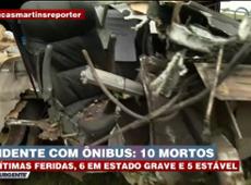 Acidente com ônibus deixa 10 pessoas mortas em SP
