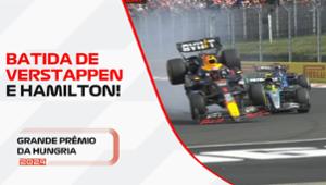 Max Verstappen e Lewis Hamilton se chocam no GP da Hungria
