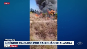 Incêndio causado por caminhão se alastra no Pantanal