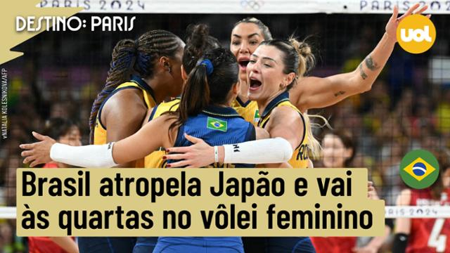 OLIMPÍADAS 2024: BRASIL ATROPELA JAPÃO E VAI ÀS QUARTAS DE FINAL NO VÔLEI FEMININO