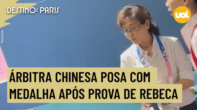 OLIMPÍADAS 2024: VÍDEO MOSTRA ÁRBITRA CHINESA COM MEDALHA APÓS PROVA QUE REBECA ANDRADE FOI 4ª