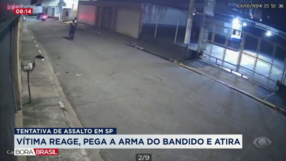 Vítima reage, pega arma de assaltante e atira em SP | Vídeos Band