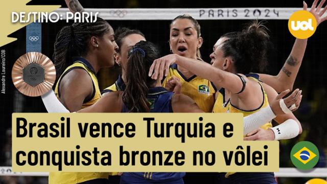 OLIMPÍADAS 2024: BRASIL VENCE TURQUIA COM SHOW DE GABI E CONQUISTA BRONZE NO VÔLEI FEMININO