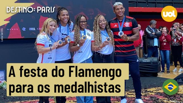 FLAMENGO RECEBE MEDALHISTAS OLÍMPICOS DE PARIS 2024 COM FESTA E REBECA ANDRADE É OVACIONADA