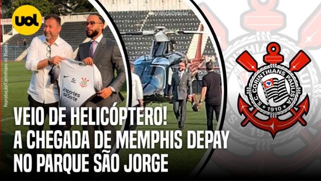 CHEGOU DE HELICÓPTERO! VEJA COMO FOI A RECEPÇÃO A MEMPHIS DEPAY NA SEDE DO CORINTHIANS