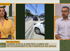 Homem surta e destrói carro em estacionamento de farmácia na Bahia