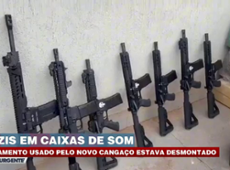 Fuzis escondidos dentro de caixas de som