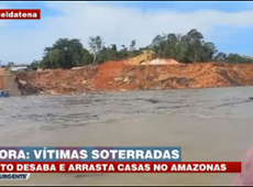 Porto desaba e arrasta casas no Amazonas