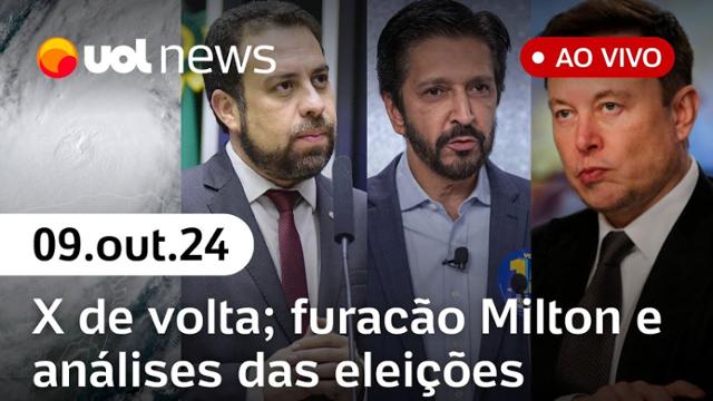 Eleições em SP; X volta ao ar no Brasil; Múcio x Itamaraty; furacão Milton na Flórida | UOL News 09/10/24