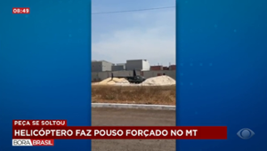 Helicóptero faz pouso forçado no MT; peça do veículo se soltou no ar