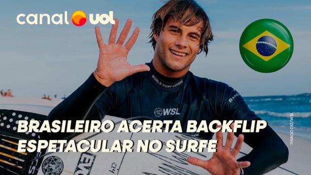 CIRCUITO MUNDIAL DE SURFE: BRASILEIRO ACERTA BACKFLIP ESPETACULAR E CONSEGUE 10 UNÂNIME