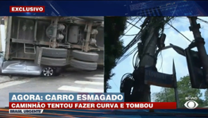 Vídeo: caminhão tomba e esmaga carro na Zona Norte de São Paulo