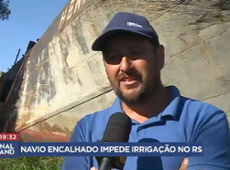 Navio encalhado impede irritação em plantio de arroz no RS