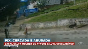 Casal salva mulher de ataque e luta com maníaco em escadão