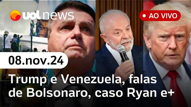 Trump vai cobrar Lula sobre Maduro; Bolsonaro fala de Tarcísio, caso menino Ryan, 8/1 e + | UOL News 08/11/24