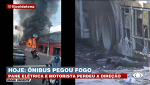 Ônibus pega fogo após pane elétrica em São Paulo