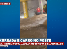 Carro é arrastado por enxurrada em Ceilândia (DF)