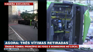 Ônibus tomba no centro de São Paulo