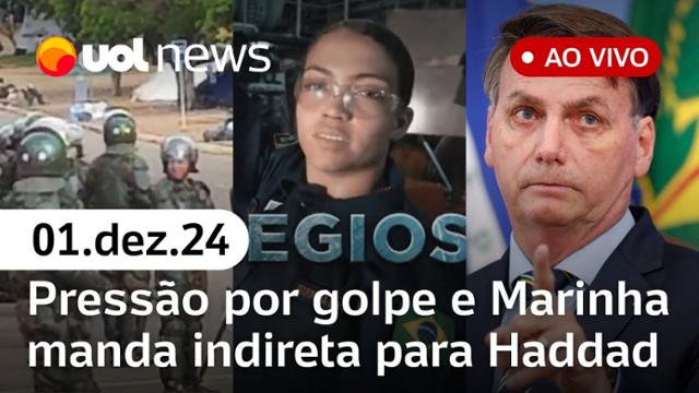 Marinha manda indireta para Haddad, investigações contra Bolsonaro; Dino se casa e+ UOL NEWS 01/12/24