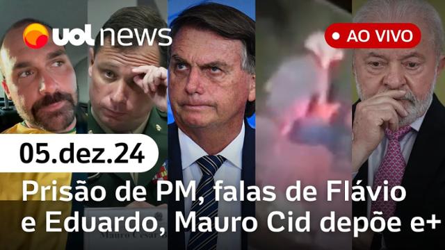 PM que jogou homem de ponte é preso; fala de Eduardo Bolsonaro; Lula reclama, Cid depõe e+| UOL News 05/12/24