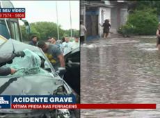 Motorista fica preso nas ferragens em acidente com três carros