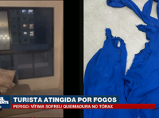 Turista é atingida por fogos e sofre queimadura no tórax