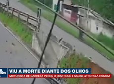 Homem vê a morte diante dos olhos ao se salvar de caminhão desgovernado