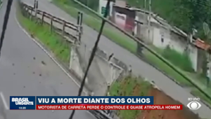 Homem vê a morte diante dos olhos ao se salvar de caminhão desgovernado