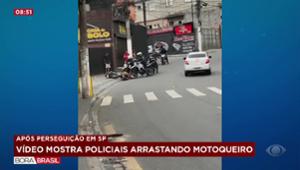 PMs arrastam motoqueiro que fugiu após ordem de parada em SP