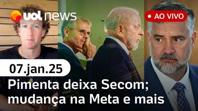 Pimenta deixa Secom de Lula, e Sidônio assume; Musk elogia mudança da Meta; ato para 8/1 | UOL News