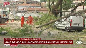 Ventos de 80 km/h e chuva com granizo causam estragos em SP