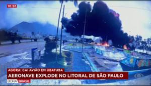 Avião explode e vai parar no mar em Ubatuba, litoral de SP